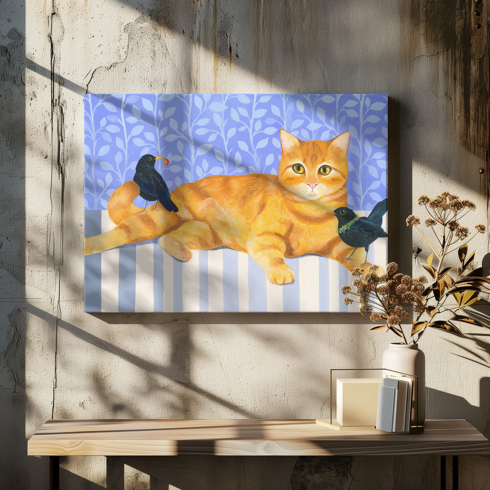 Entspannte orange getigerte Katze | Leinwand