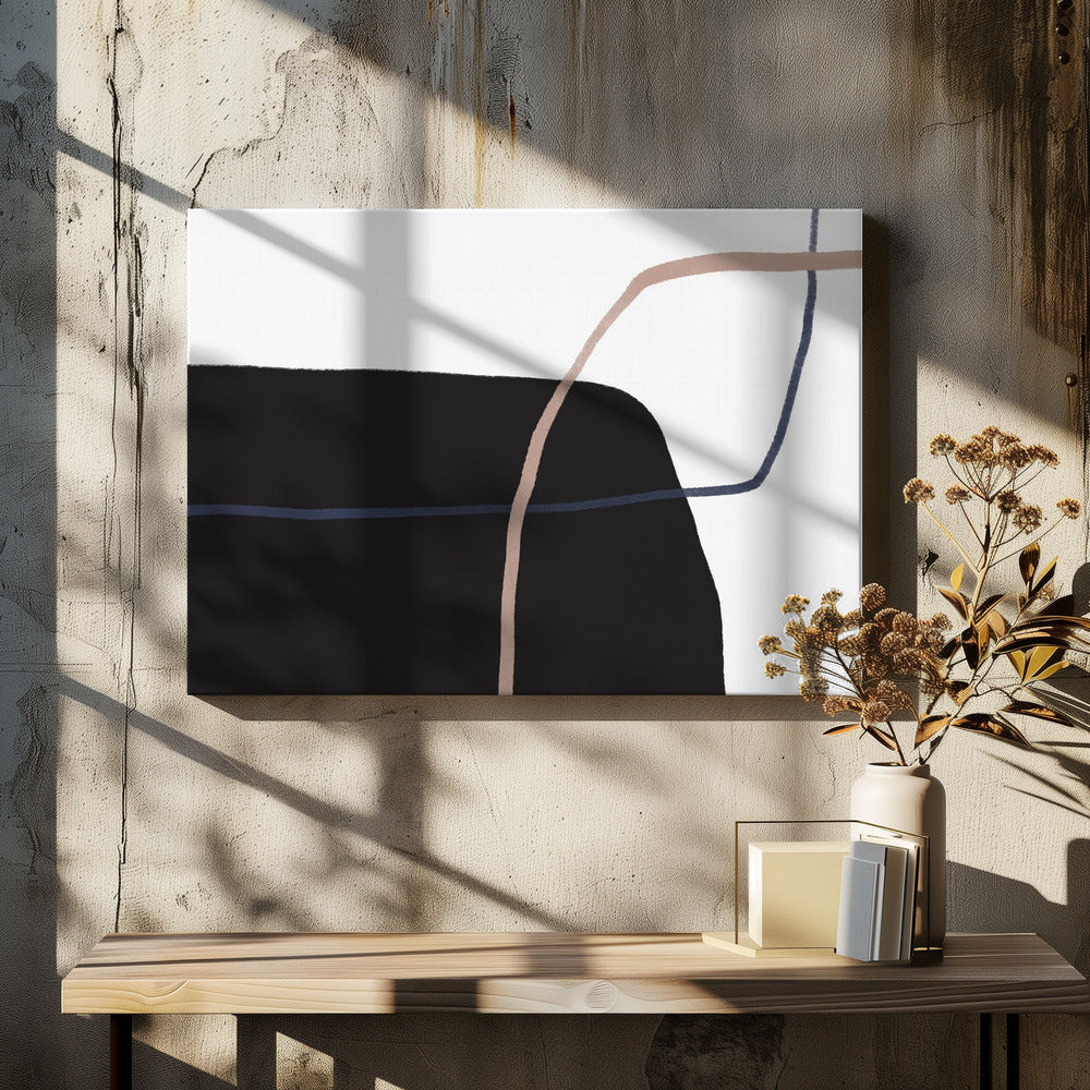 Sich kreuzende Linien und kräftige schwarze Formen | Leinwand