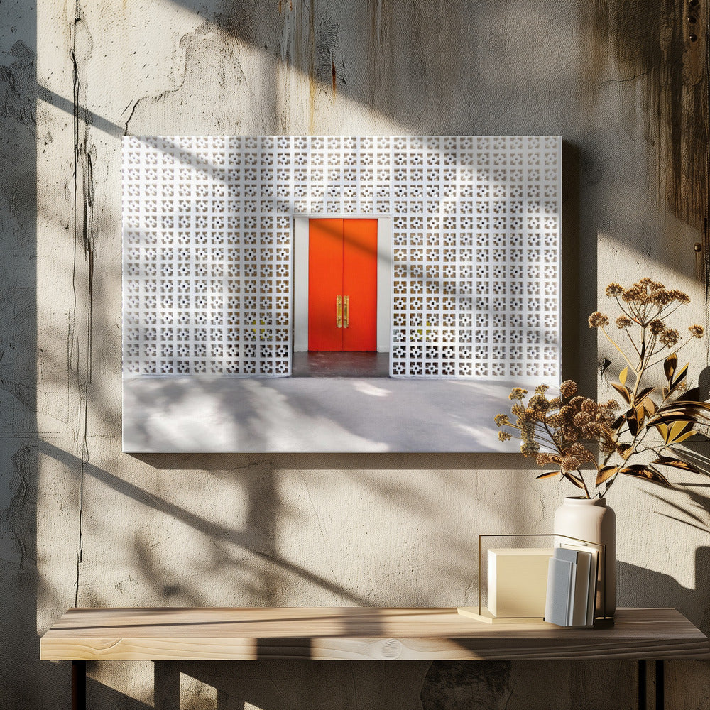 Parker Orange Türen und Breezeblock Wand | Leinwand