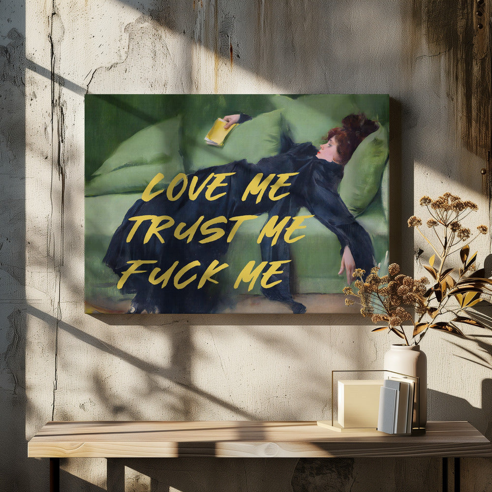 Liebe mich, vertrau mir, fick mich / Gelbe Version | Leinwand