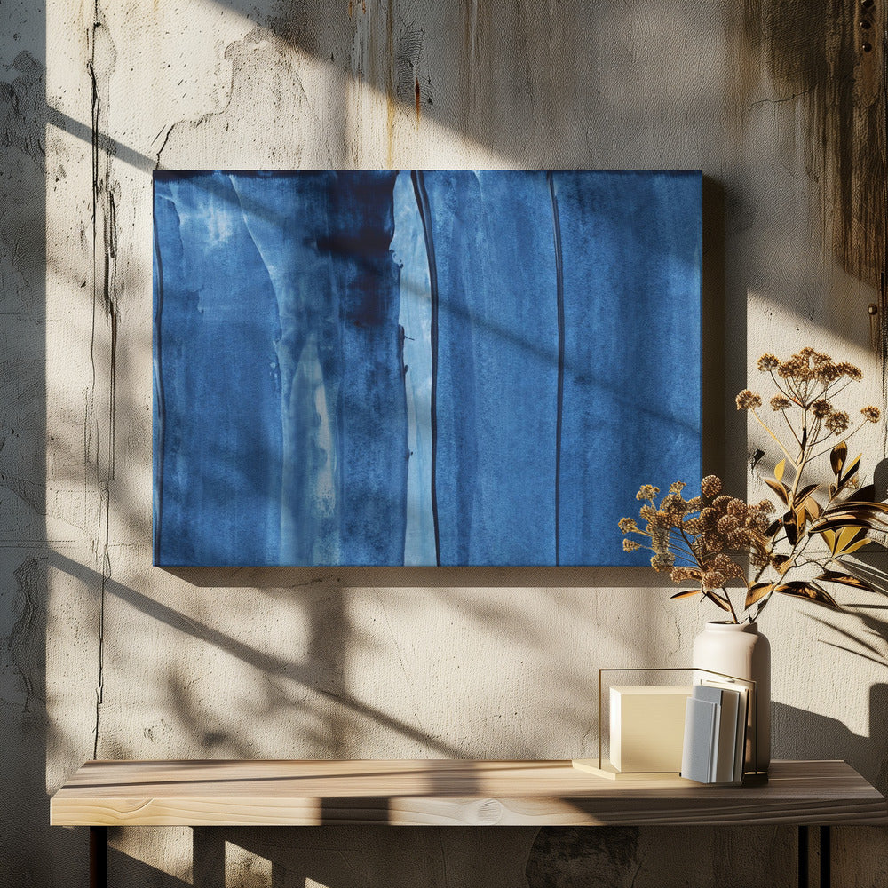 Blue Texture Flowing Vertical Lines | Canvas