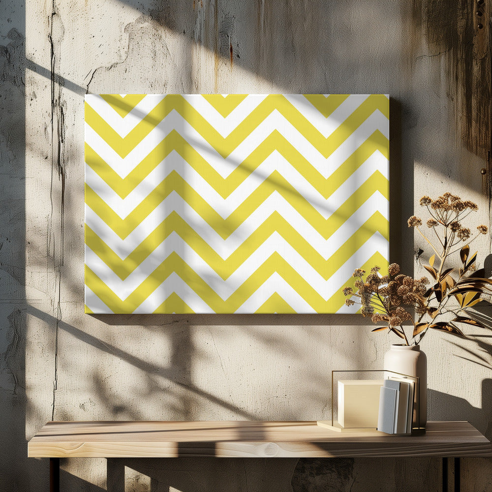 Chevron Gelb und Weiß | Leinwand