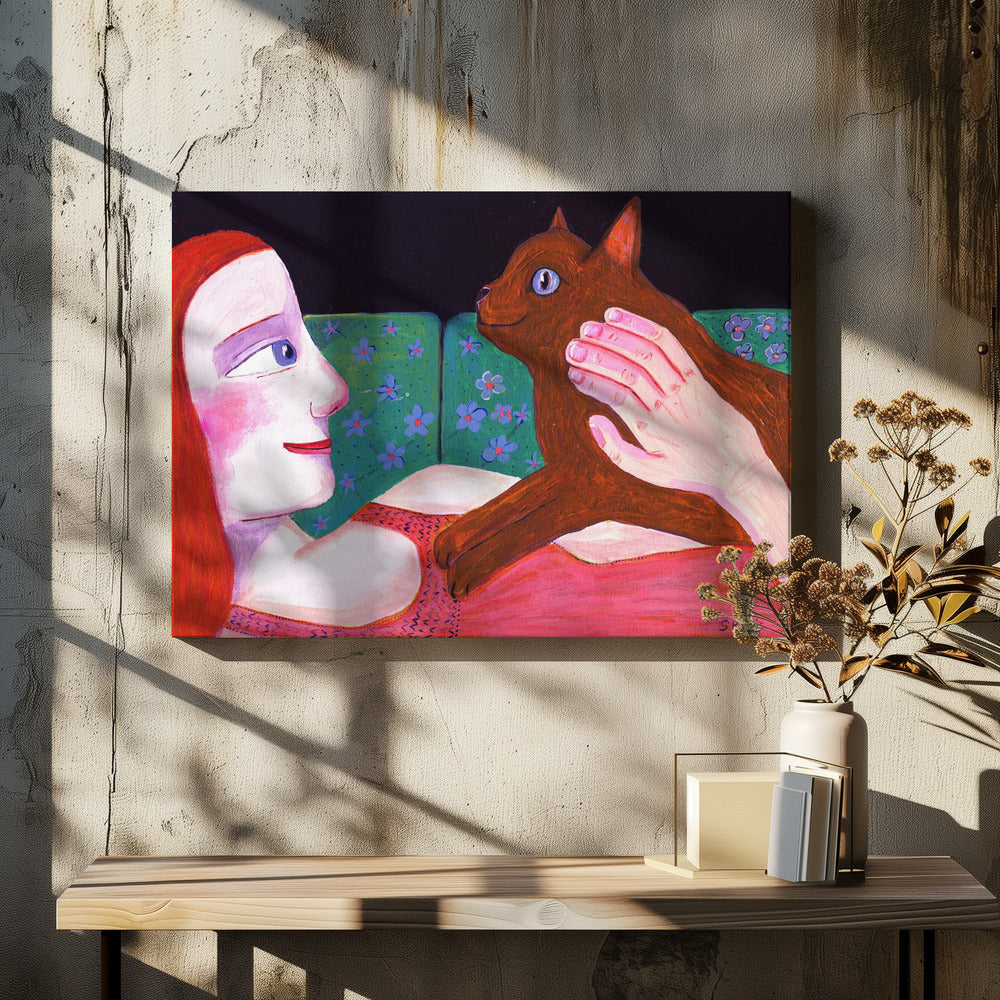 Katzenliebhaber Rot | Leinwand