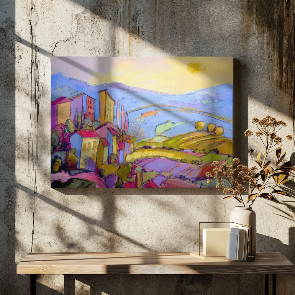 Sonnenbeschienene Landschaft | Leinwand