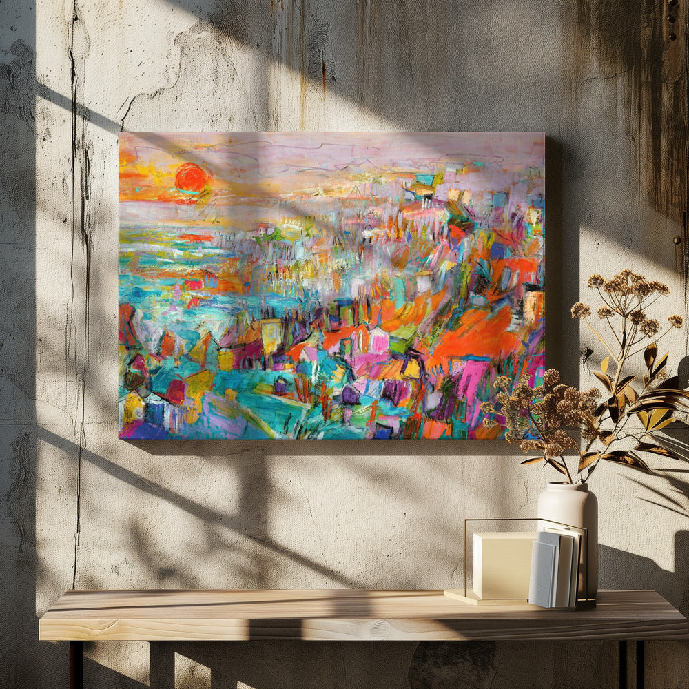 Insel in der untergehenden Sonne | Leinwand