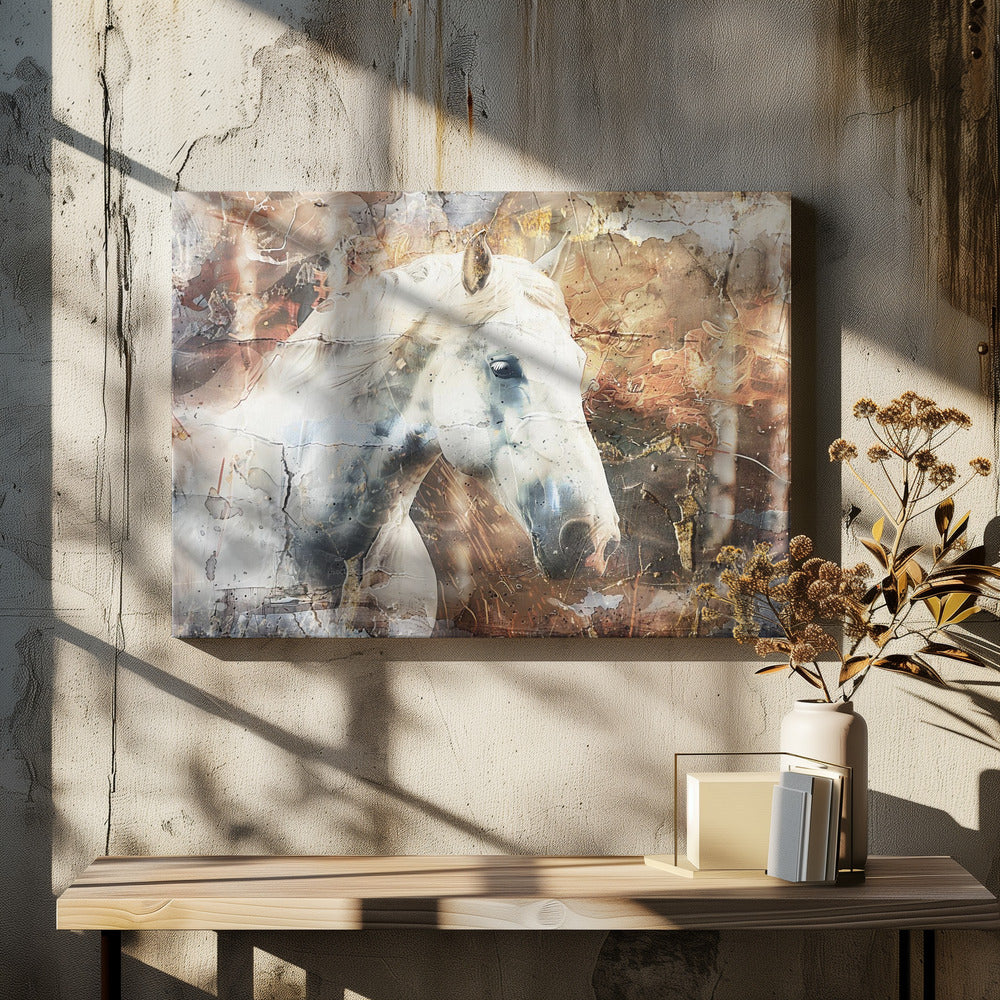 Pferd Tier Vintage Kunst Illustration Wandkunst 05 | Leinwand