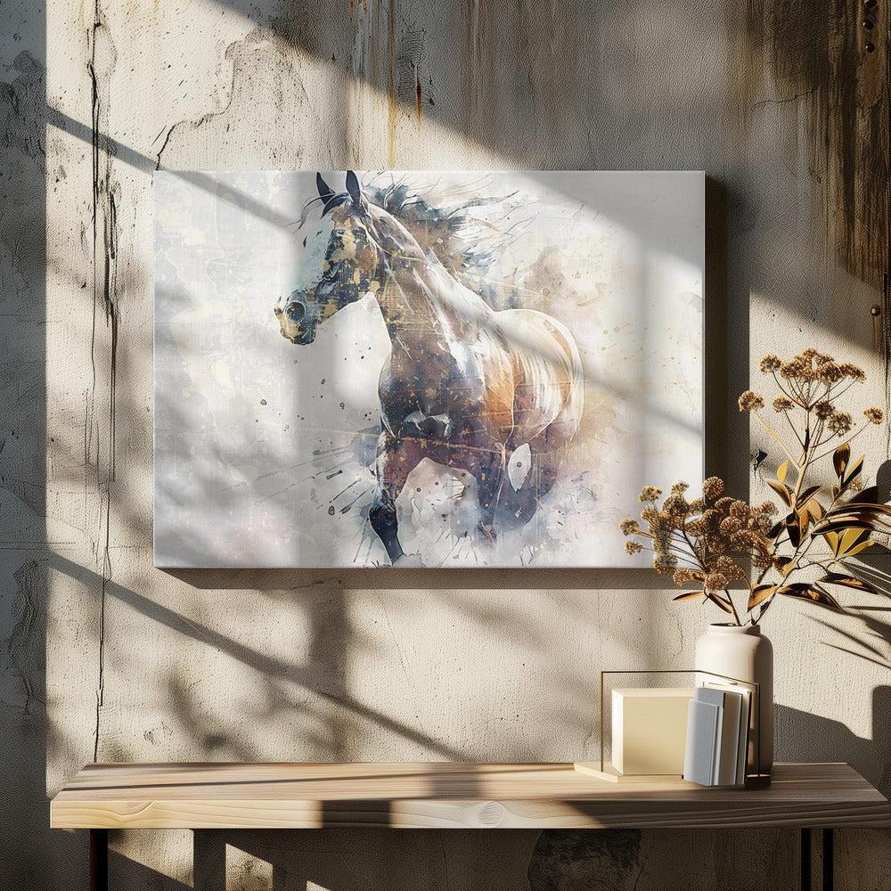 Pferd Tier Vintage Kunst Illustration Wandkunst 09 | Leinwand