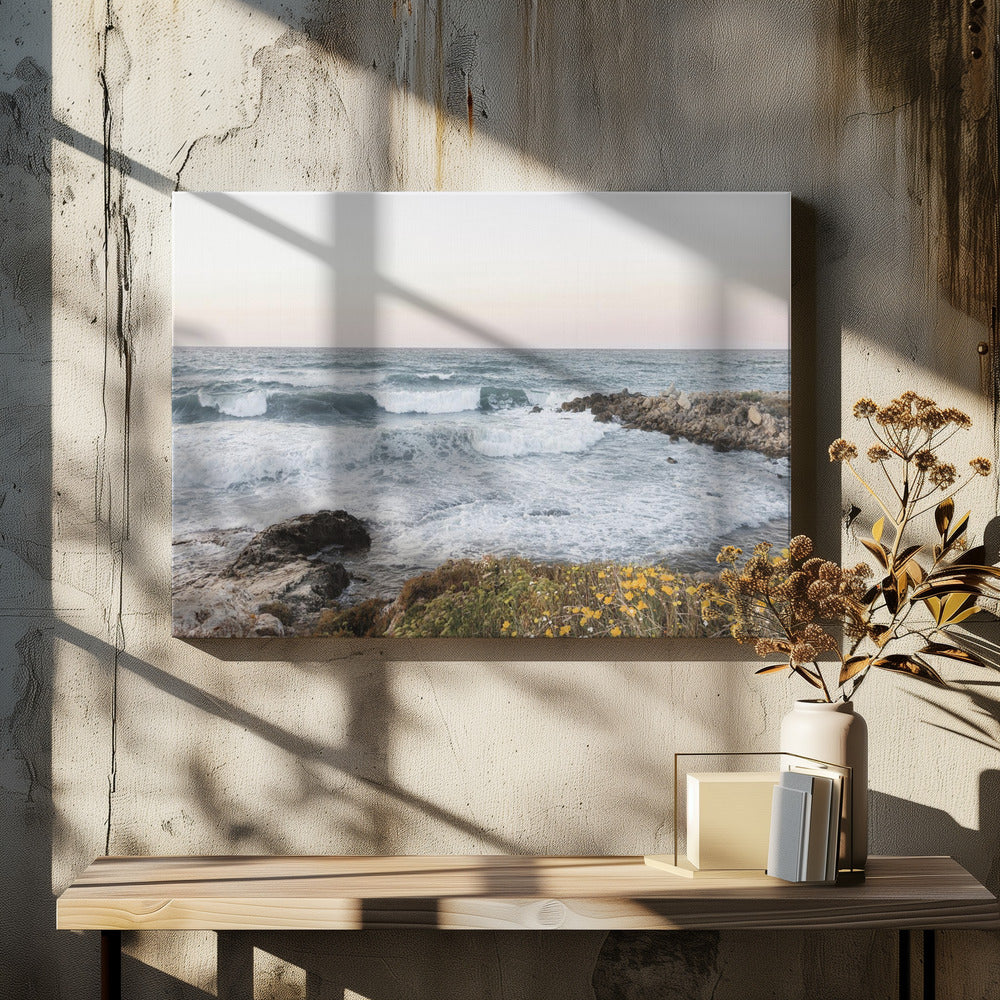 Meereslandschaft und Mohnblumen | Leinwand