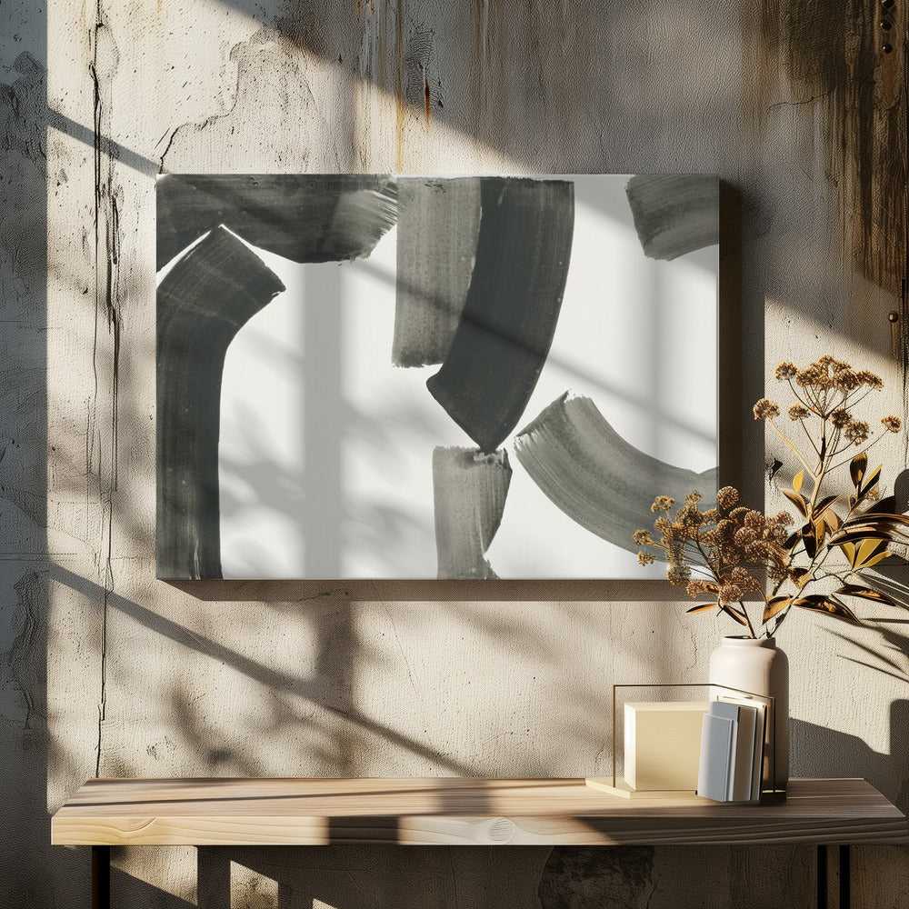 Monochrome Abstract Black Shapes 1 | Canvas
