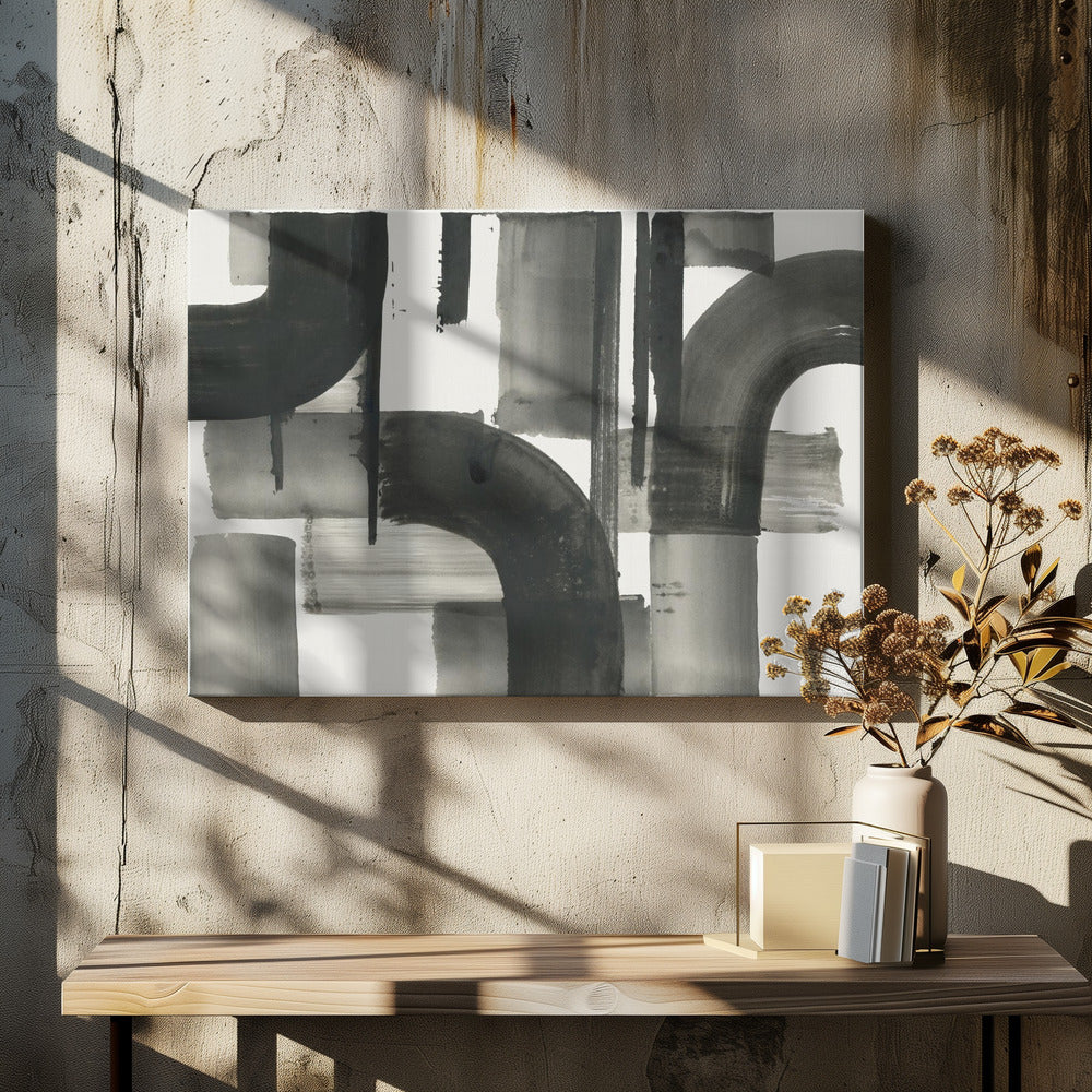 Monochrome Abstract Black Shapes 2 | Canvas
