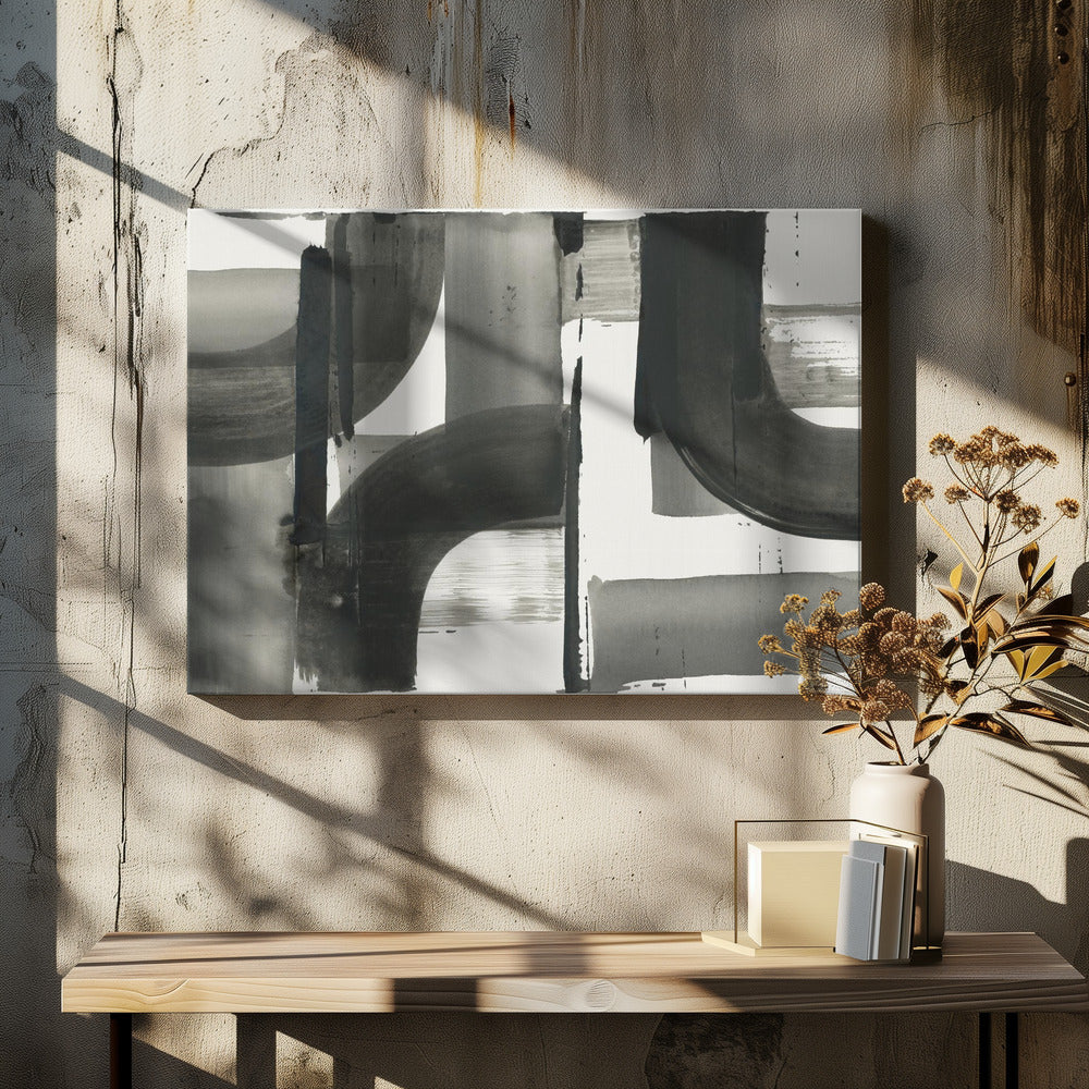 Monochrome Abstract Black Shapes 3 | Canvas