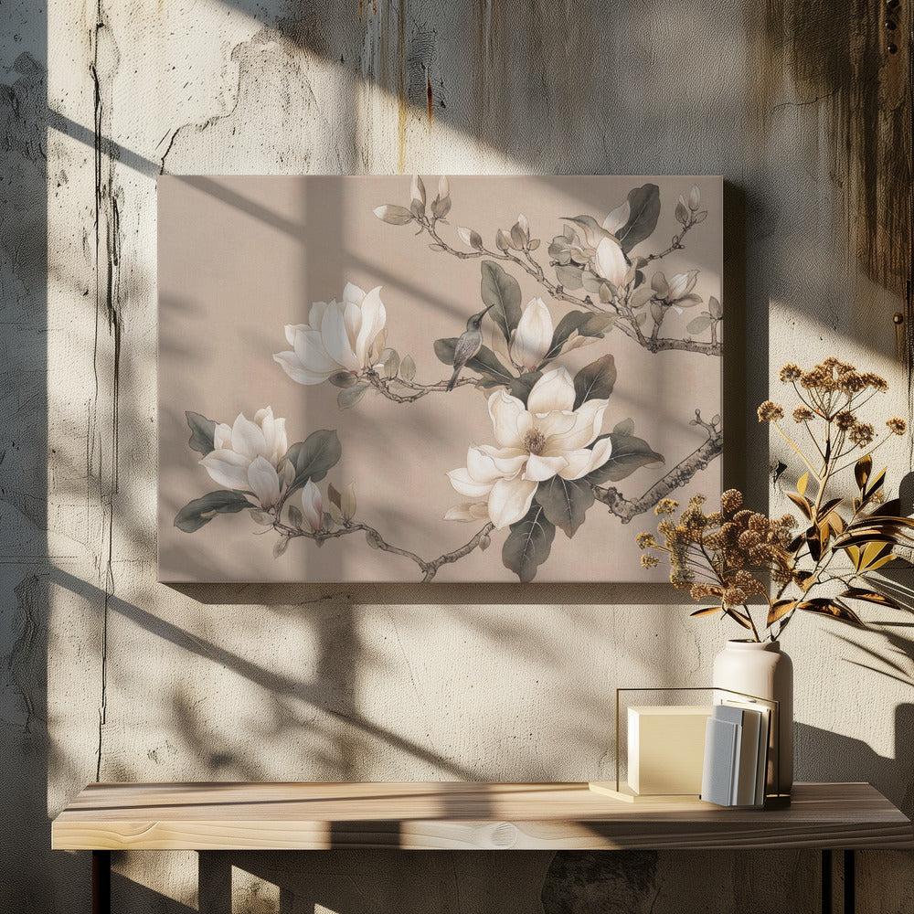 Chinoiserie Magnolienvogel 001 | Leinwand