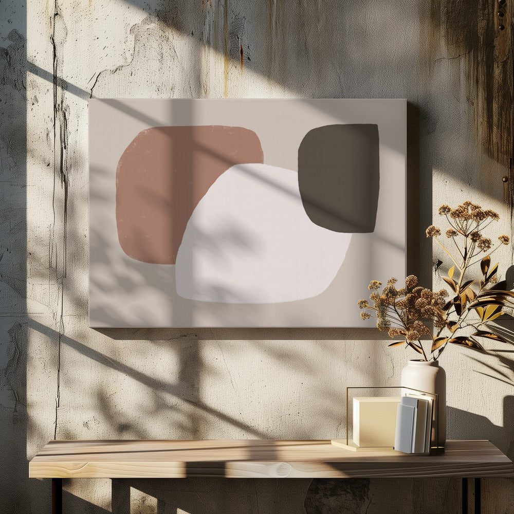Geometrische Formen in Braun, Weiß und Schwarz | Leinwand