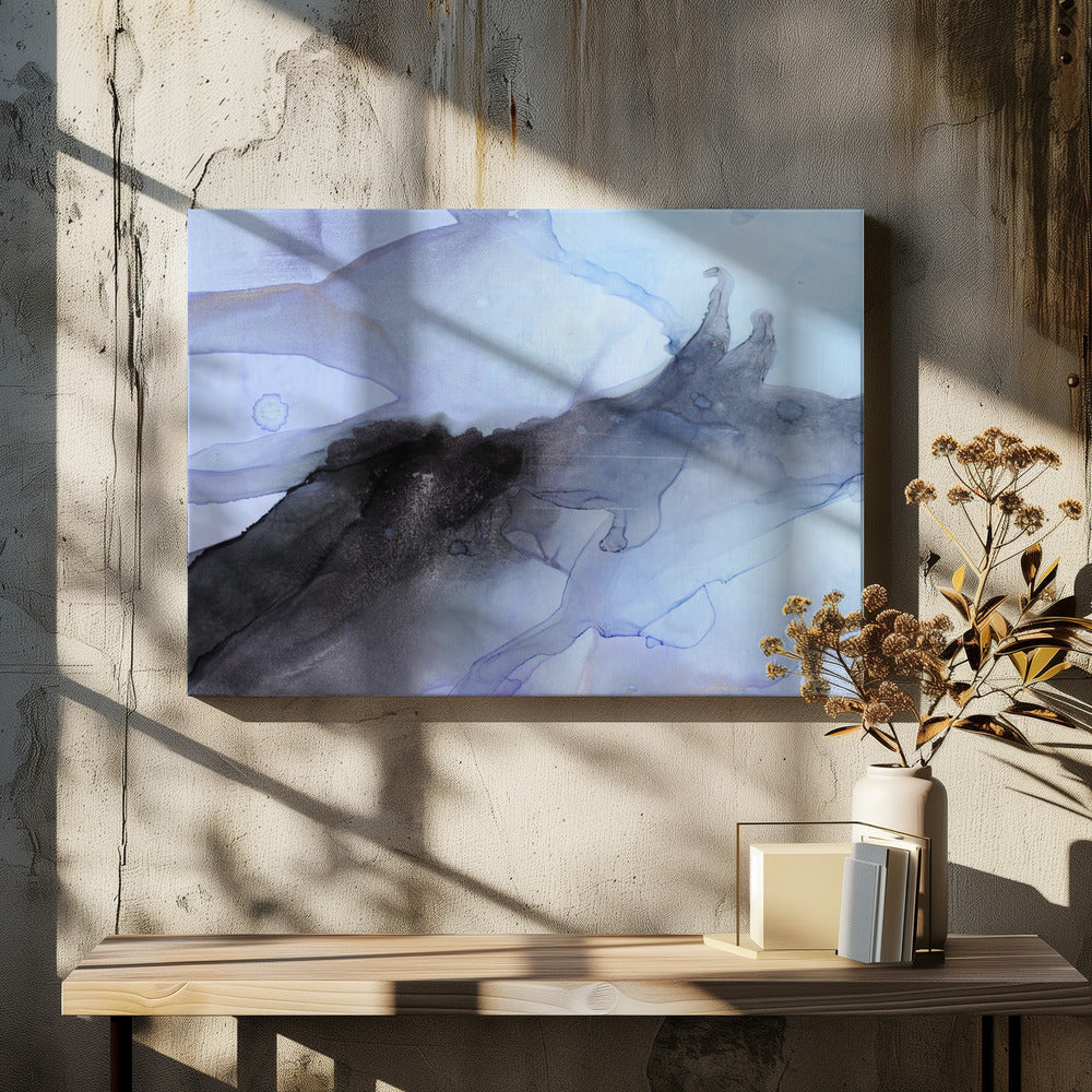 Flüssige blaue und schwarze Tintentexturen | Leinwand