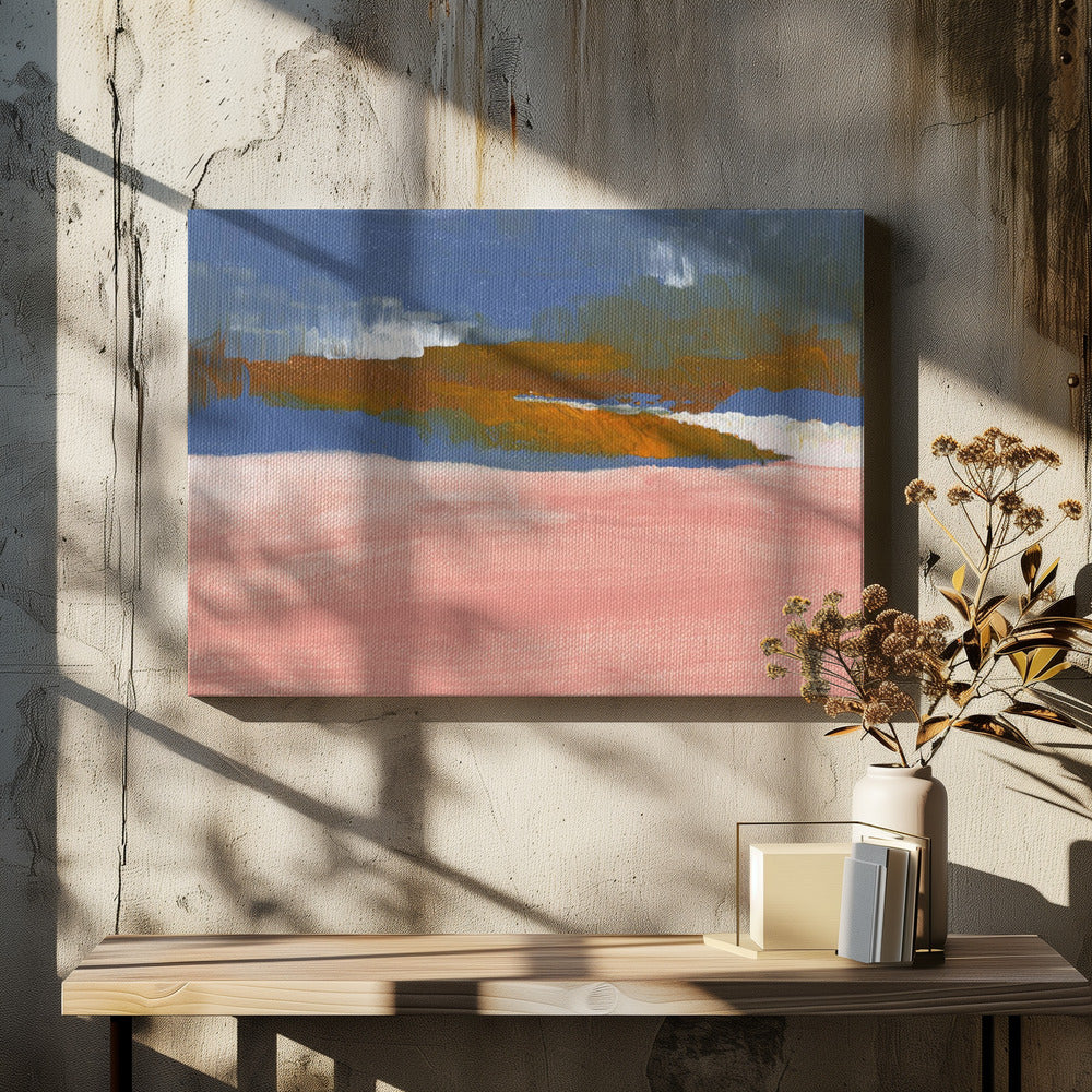Zartrosa, Blau und Braun | Leinwand