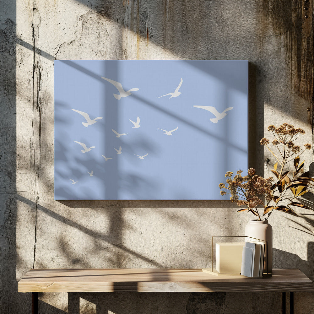 Möwen Blauer Hintergrund | Leinwand