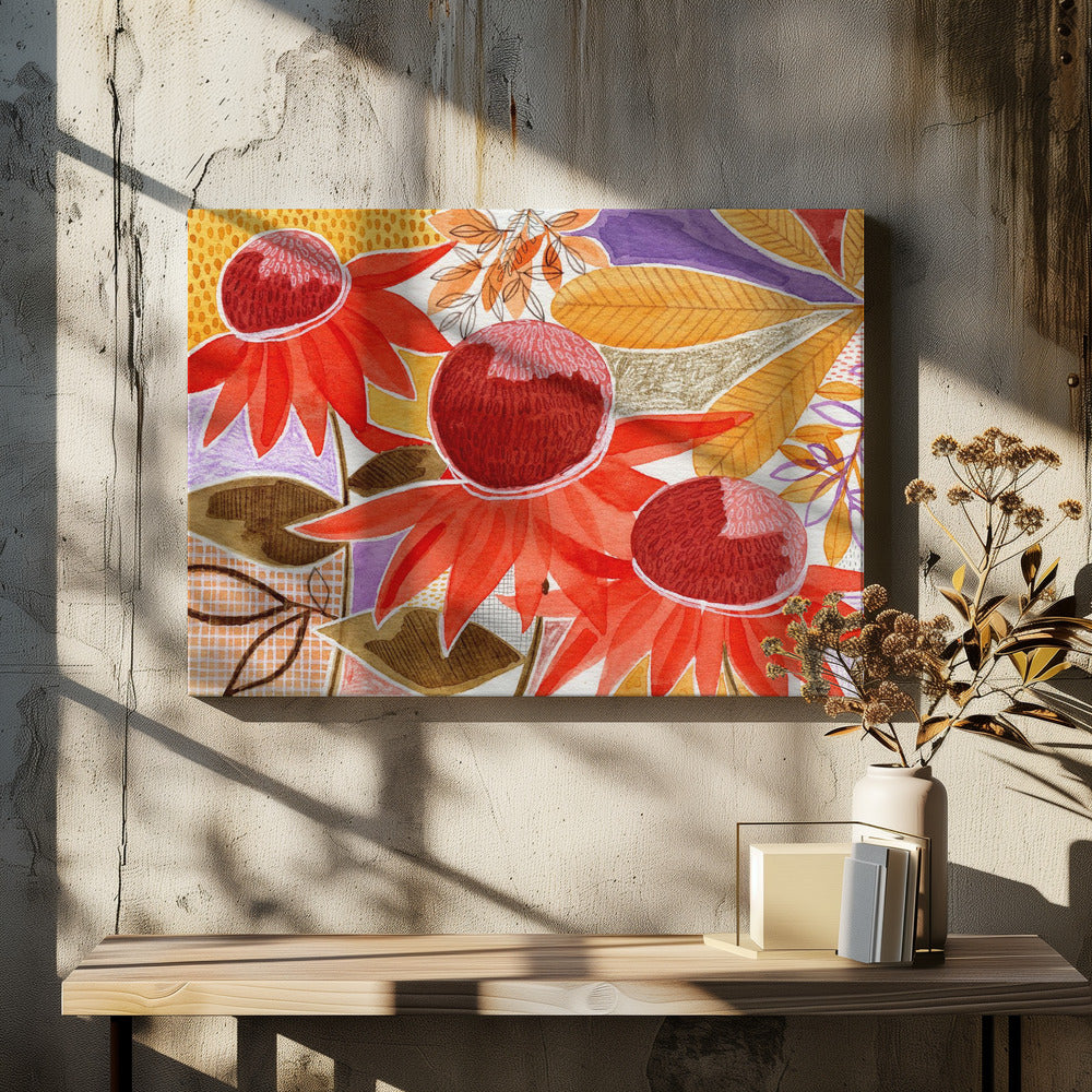 Mehrschichtiges botanisches Aquarell | Leinwand