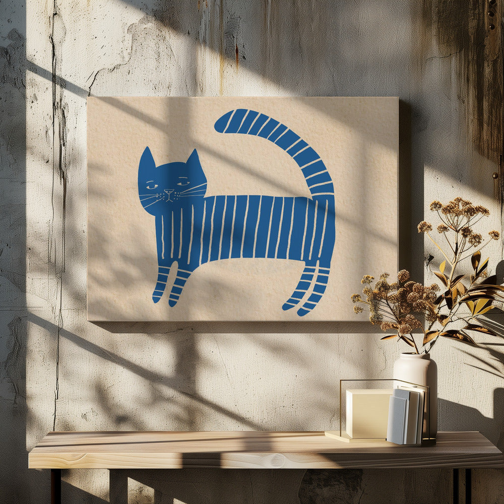 Blaues Katzen-Kinderzimmer | Leinwand