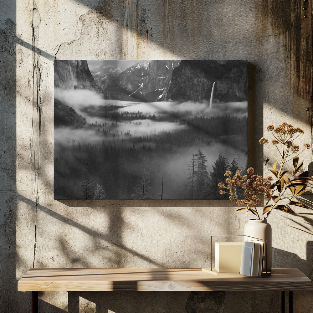 Nebel schwebt im Yosemite Valley | Leinwand