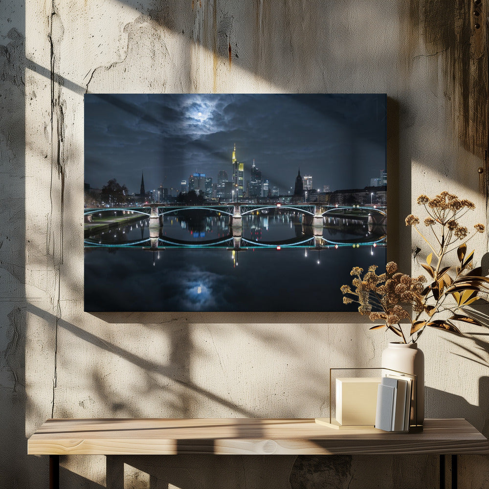 Frankfurt bei Vollmond | Leinwand