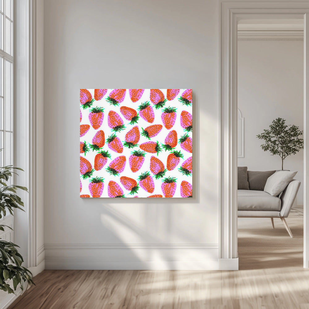 Lavendel Rote Erdbeeren Obst | Leinwand