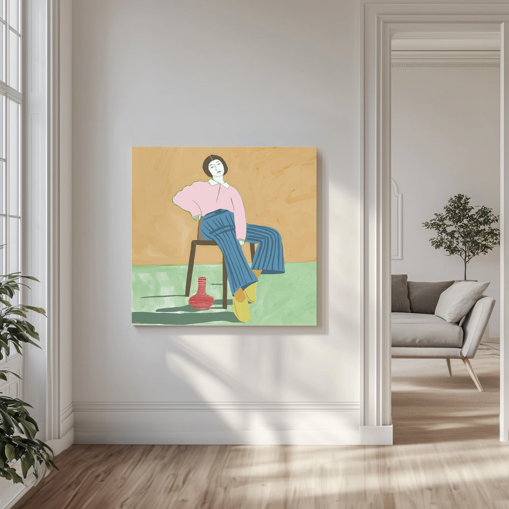Sitzende Dame mit ihrer Vase | Leinwand