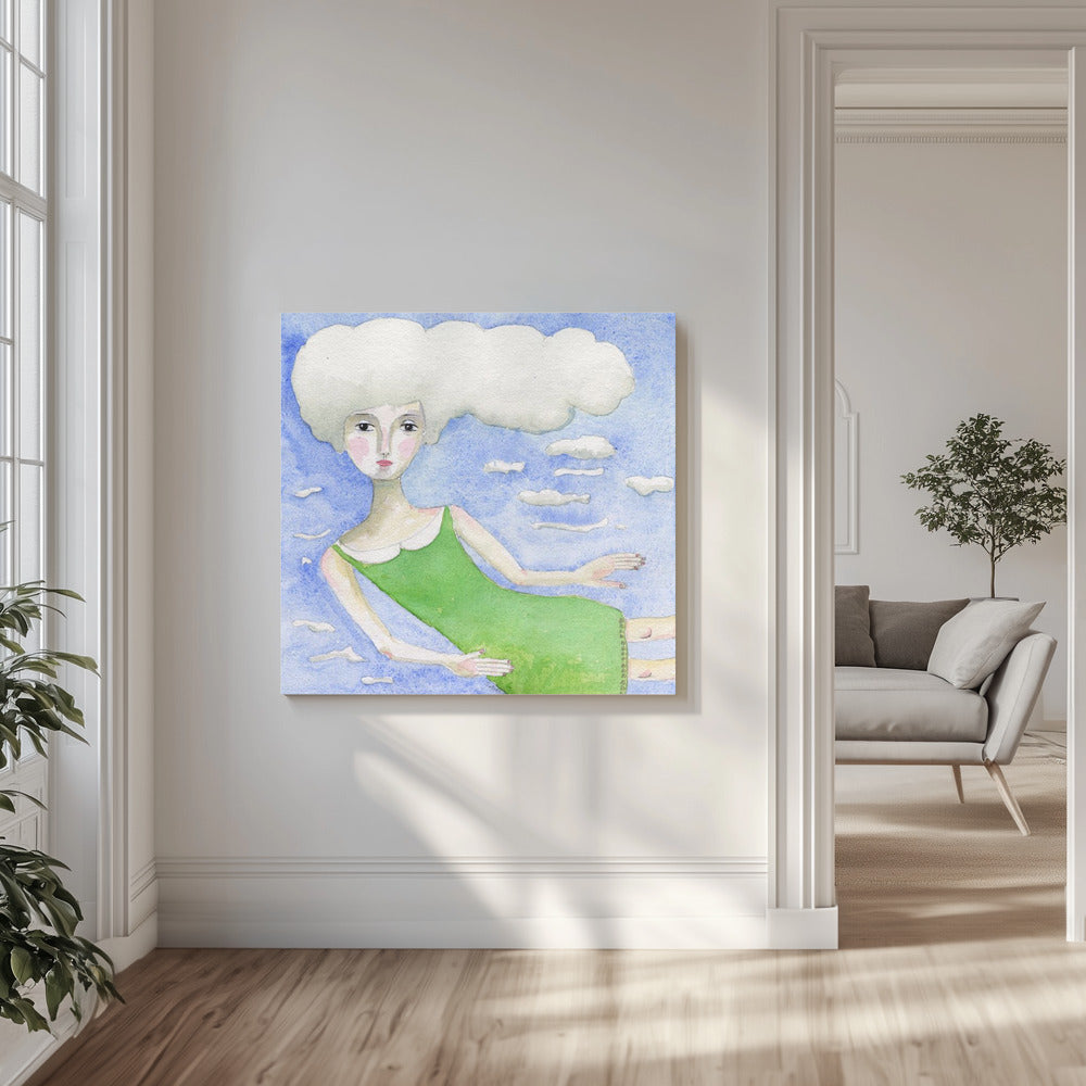 Kopf in den Wolken | Leinwand