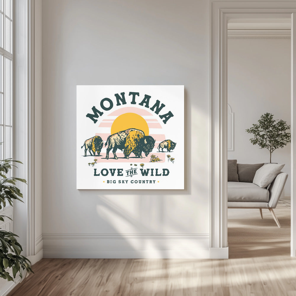 Montana Buffalo Art: Liebe die Wildnis | Leinwand