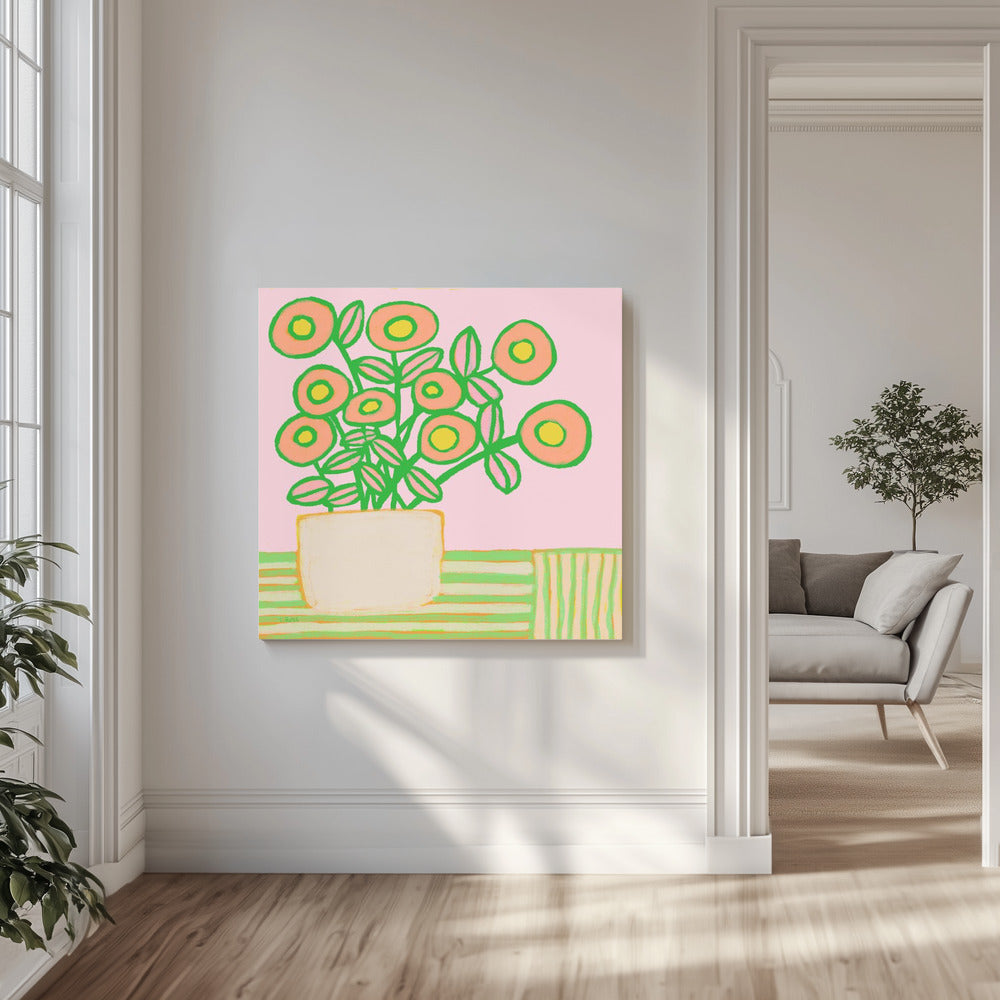 Blumentopf in Rosa | Leinwand