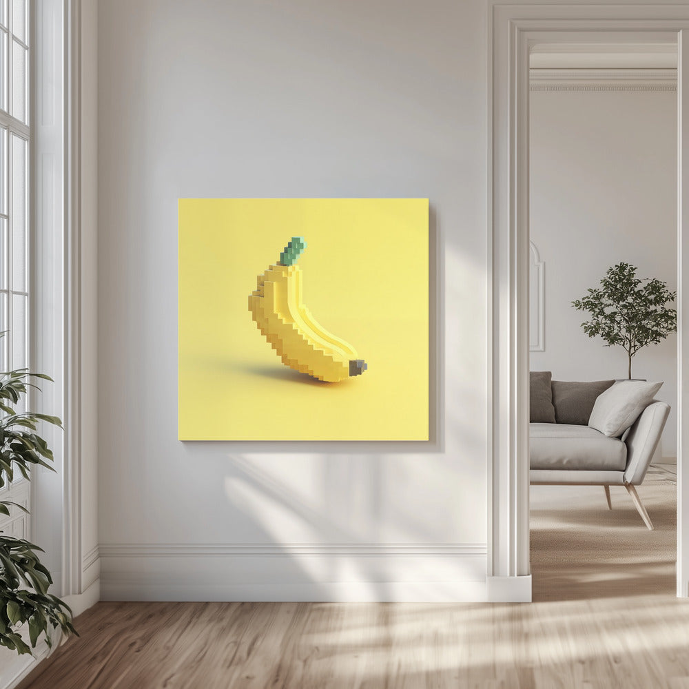 Pixelfrucht Stilisierte Banane | Leinwand