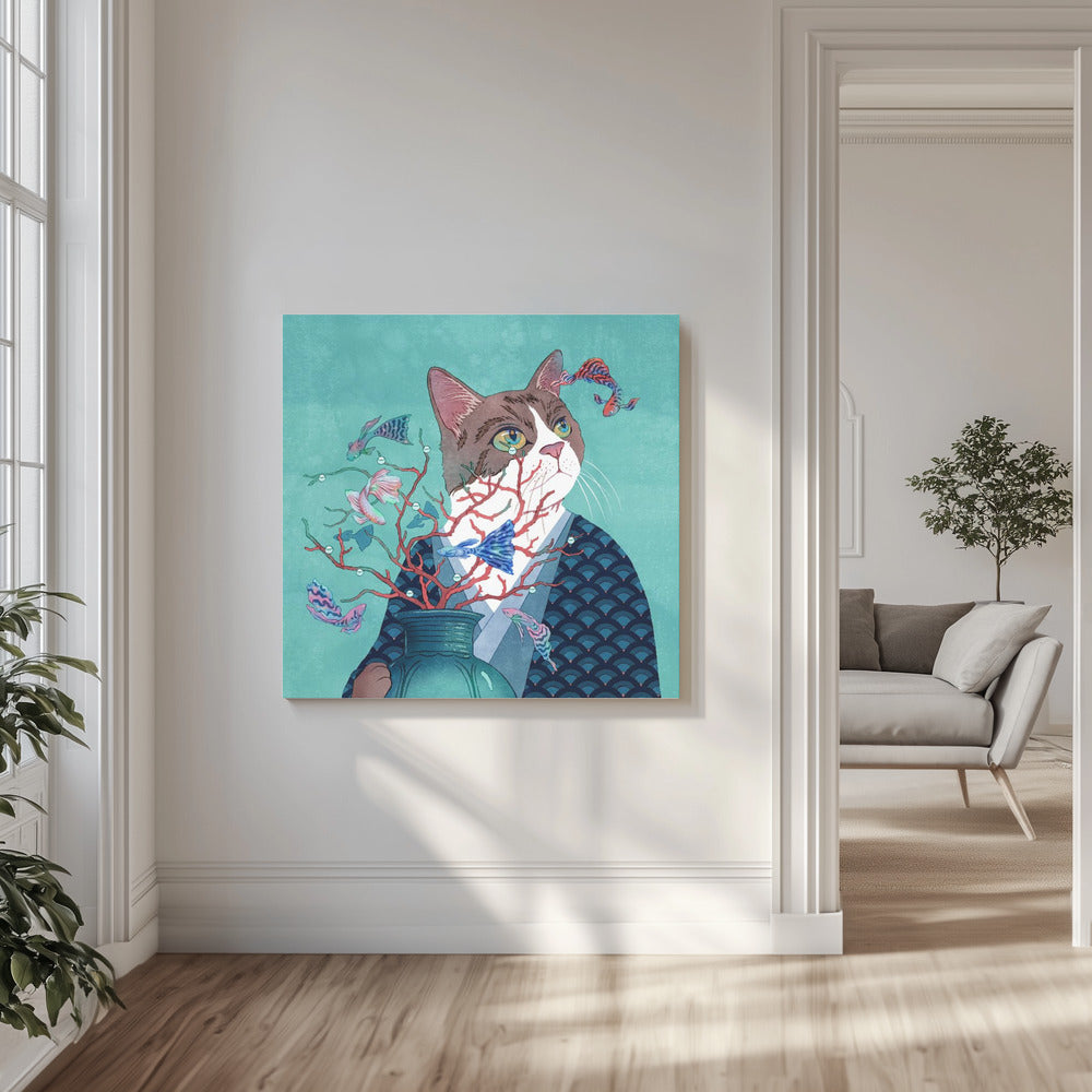Katze und Fisch | Leinwand