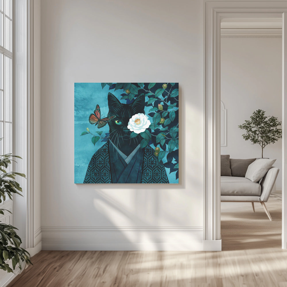 Weiße Kamelienkatze | Leinwand