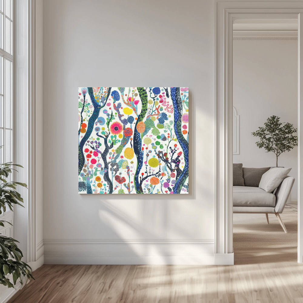 Lebendiger Blumenwald | Leinwand