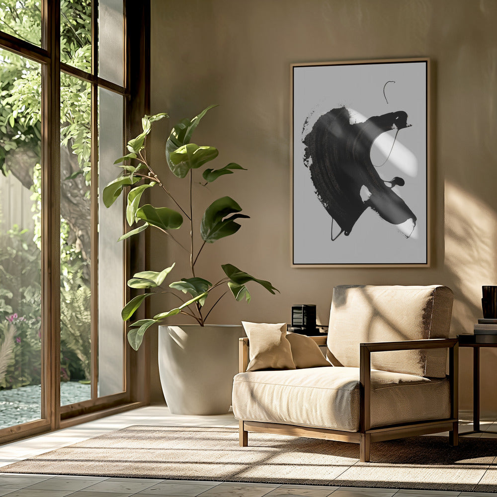 Schwarzer abstrakter Strich | Poster