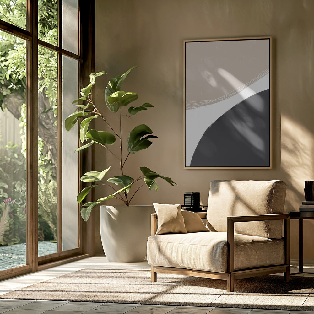Beige und schwarze organische Formen | Poster