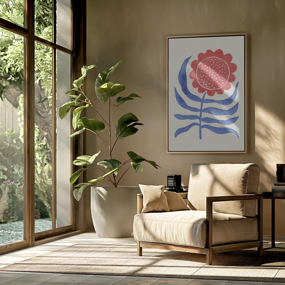 Rote Blume / Linoldruck | Poster