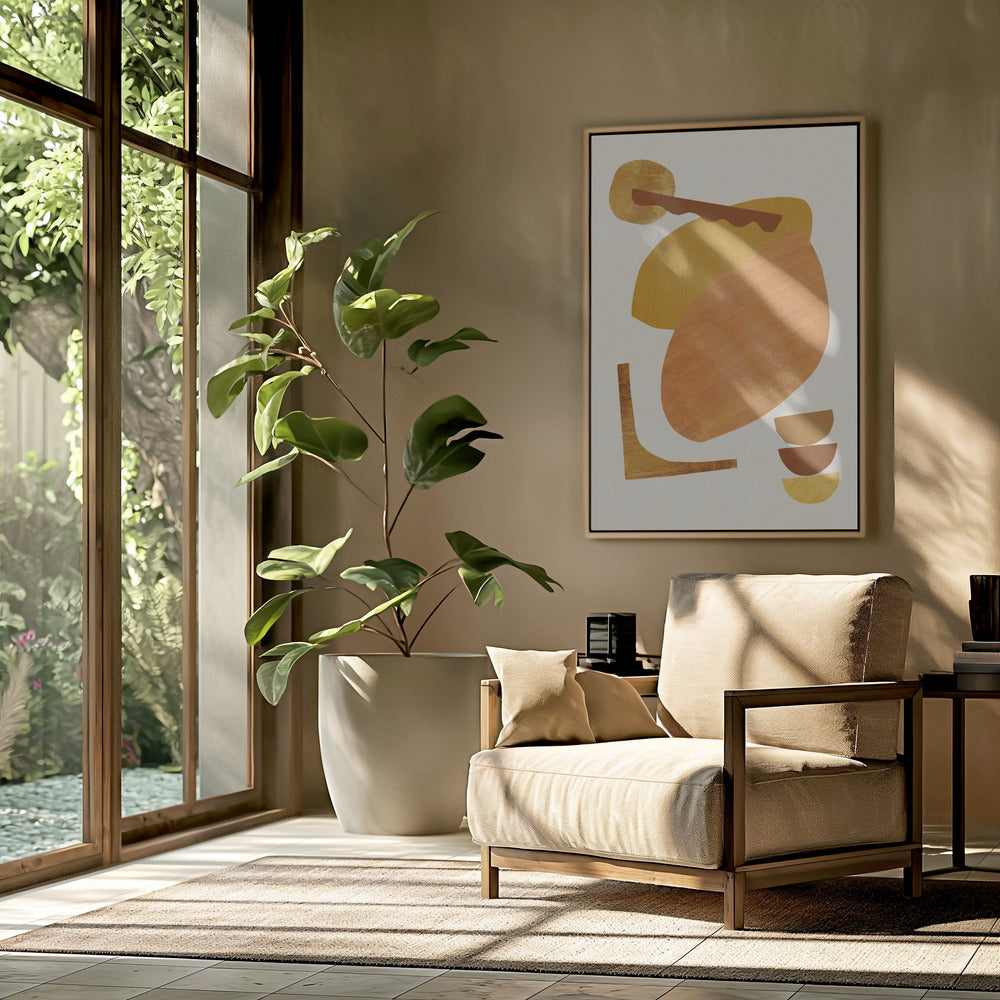 Abstrakte Collage mit warmen Formen | Poster