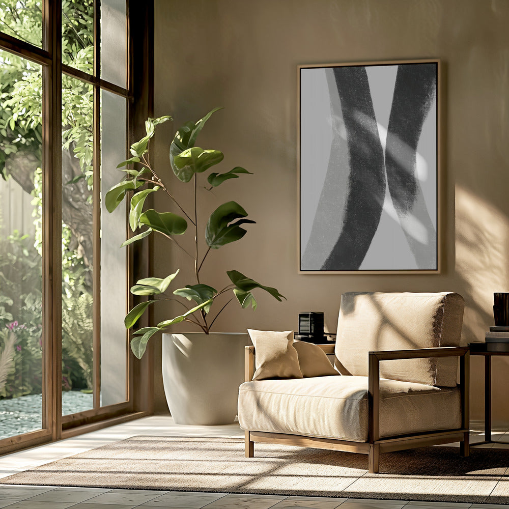 Black And Grey Strokes On A White Background | Poster