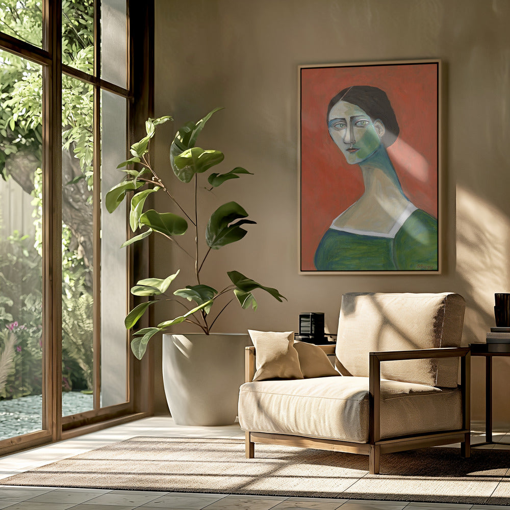 Vintage Frau in Grün | Poster