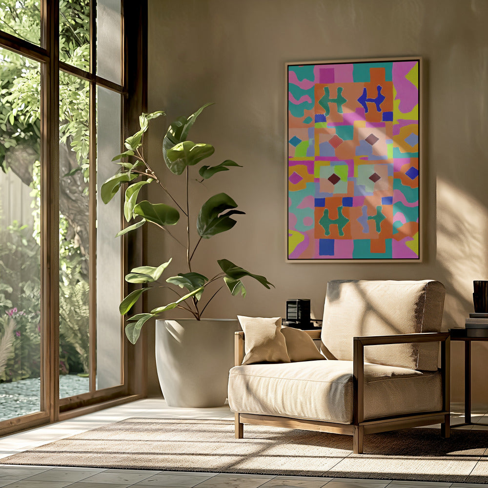 Lebendiger geometrischer Wandteppich | Poster