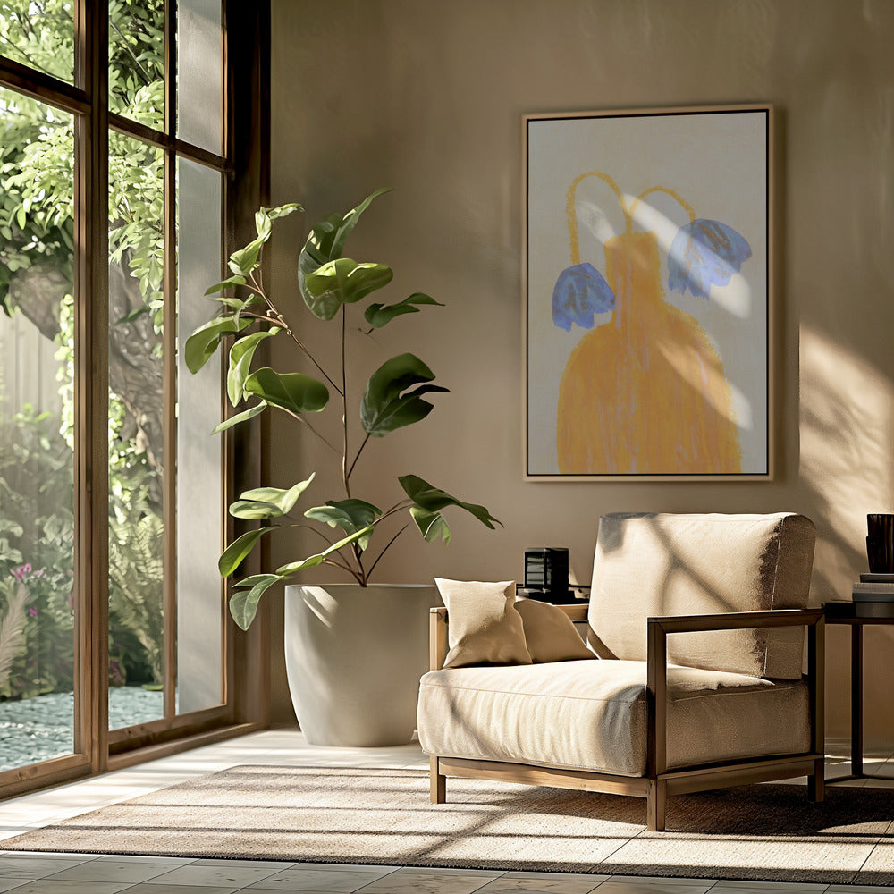 Stillleben mit einer Vase und zwei Blumen | Poster