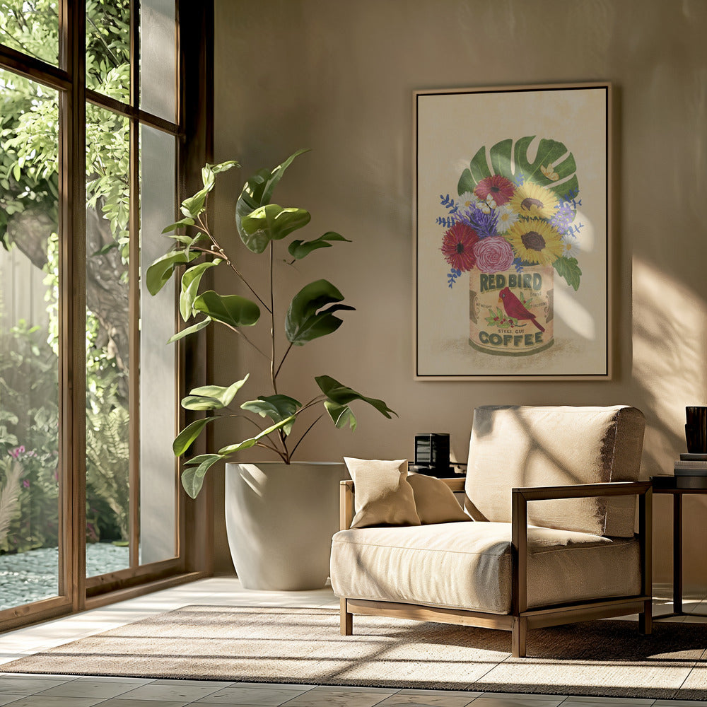 Blumen in einer Vintage-Kaffeedose | Poster