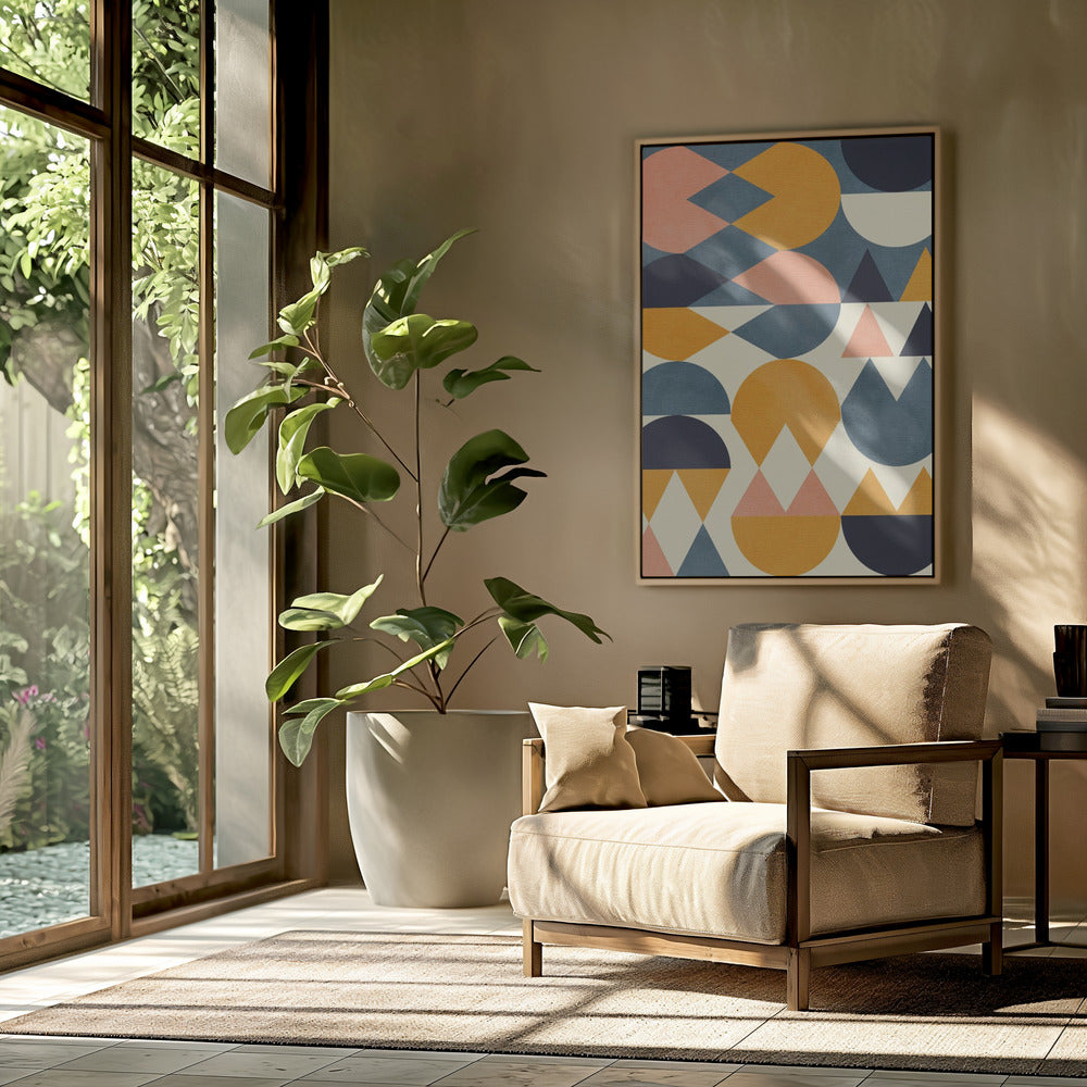 Rainbow Plus Shapes Blue Mustard6 | Poster