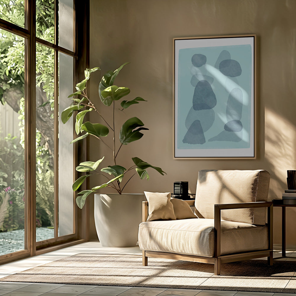 Aquarellflecken blau abstrakt minimal moderne Kunst | Poster
