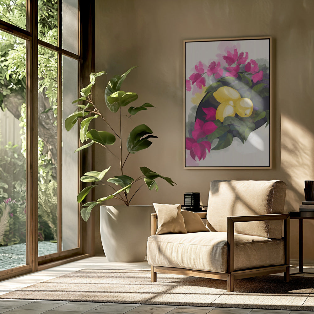 Bougainvillea und Zitronen | Poster