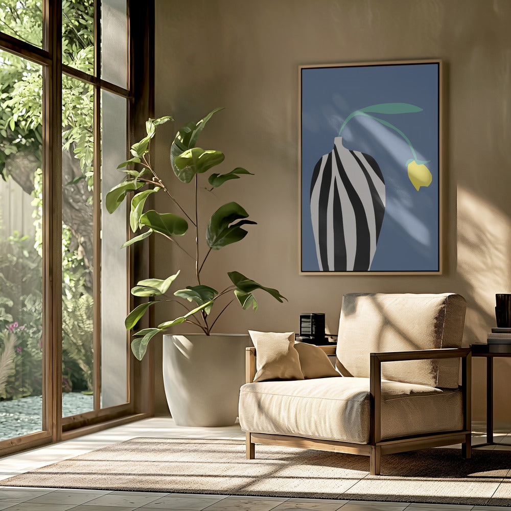 Tulip In Zebra Striped Vase | Poster