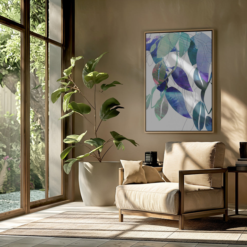 Botanical Leaf Print Art In Navy Blue 3 | Poster