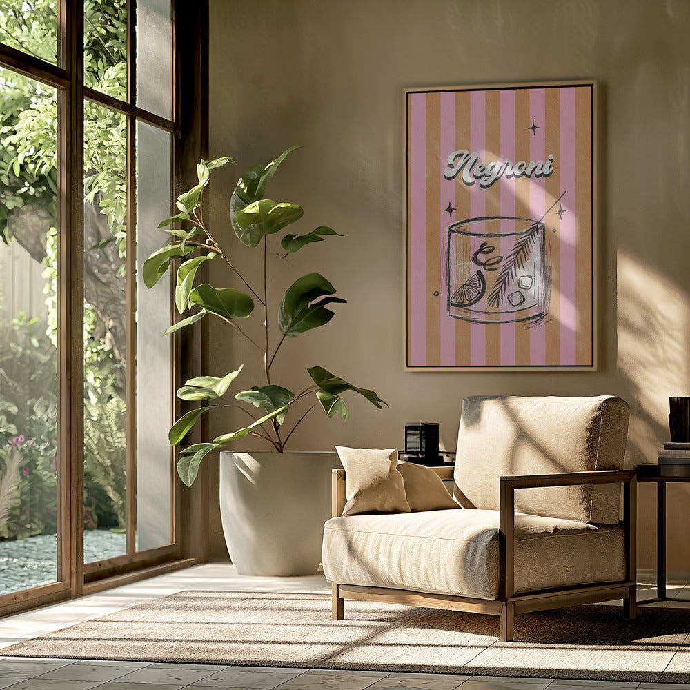 Negroni Drink auf Streifen | Poster