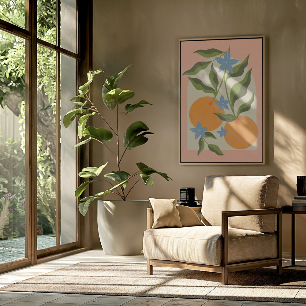 Orange Branch with Flowers | Poster