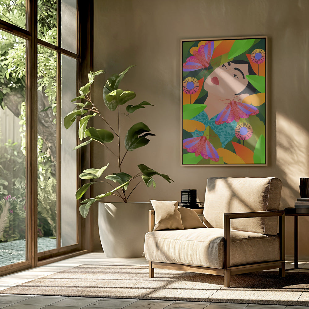 Mädchen mit ihren Pflanzen | Poster